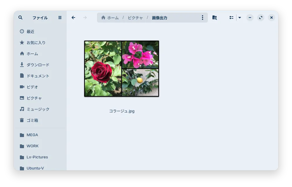 コラージュ画像がJPEG形式で保存された